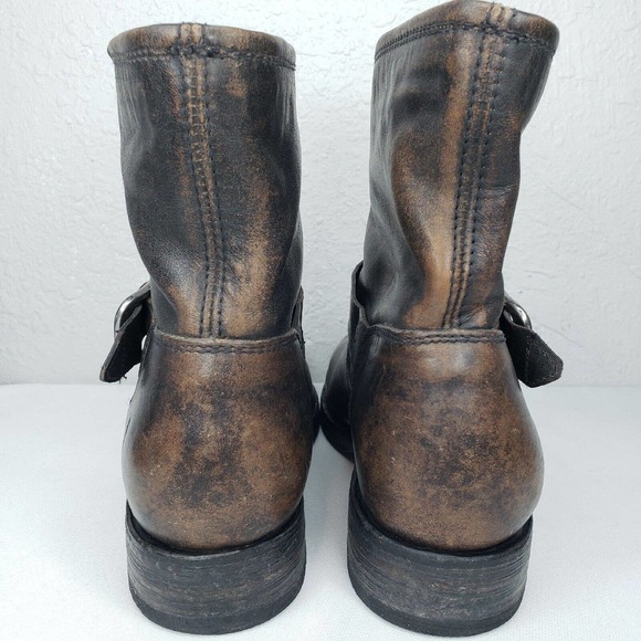 Frye Veronica Short Distressed Brown Leather Moto Boots Size 7.5 Excellent - Picture 7 of 14